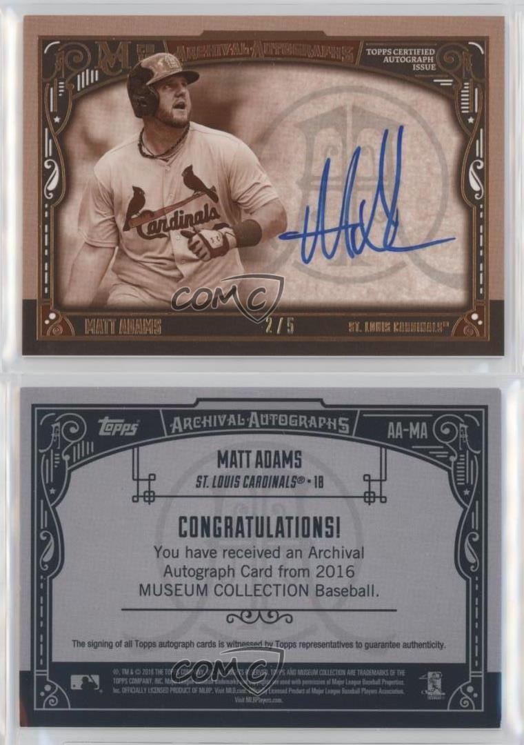 2016 Topps Museum Collection Archival Auto Sepia /5 Matt Adams #AA-MA Auto