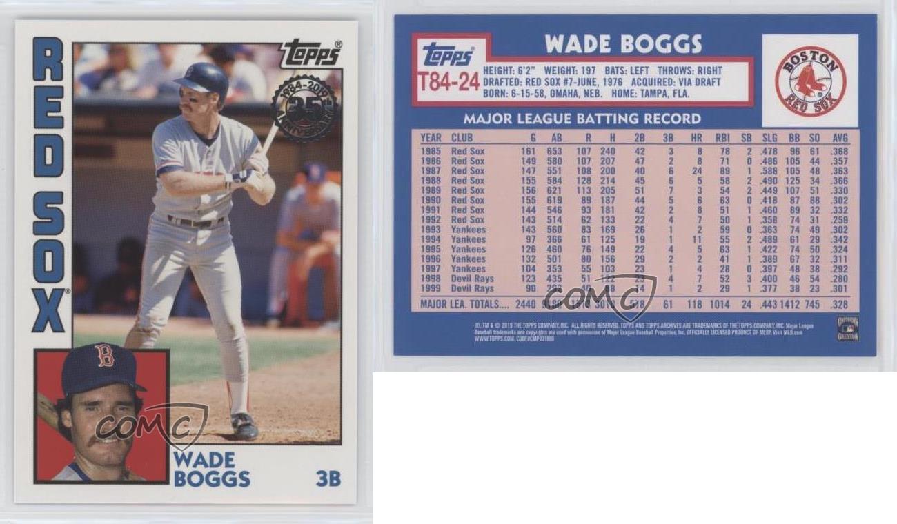 Details About 2019 Topps 1984 Baseball T84 24 Wade Boggs Boston Red Sox Card