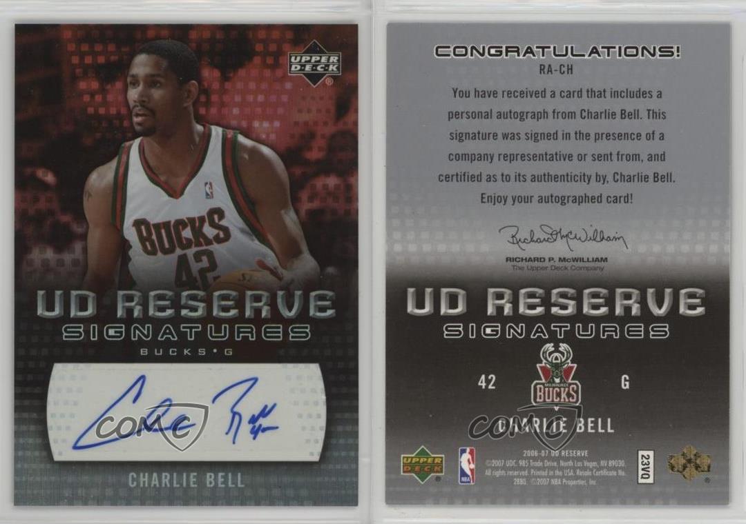 2006-07 UD Reserve Signatures Charlie Bell #RA-CH Auto