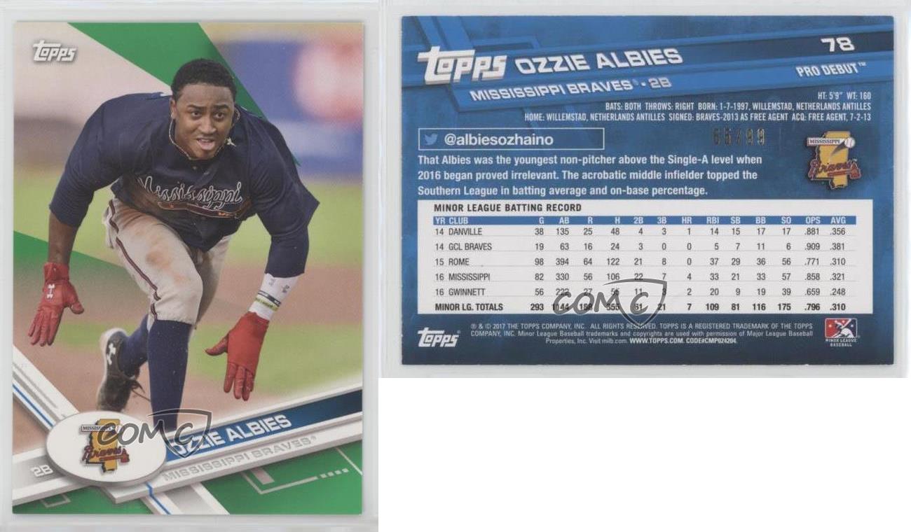 Ozzie Albies baseball card (Atlanta Braves Mississippi SS) 2017 Topps Pro  Debut #78 Rookie at 's Sports Collectibles Store