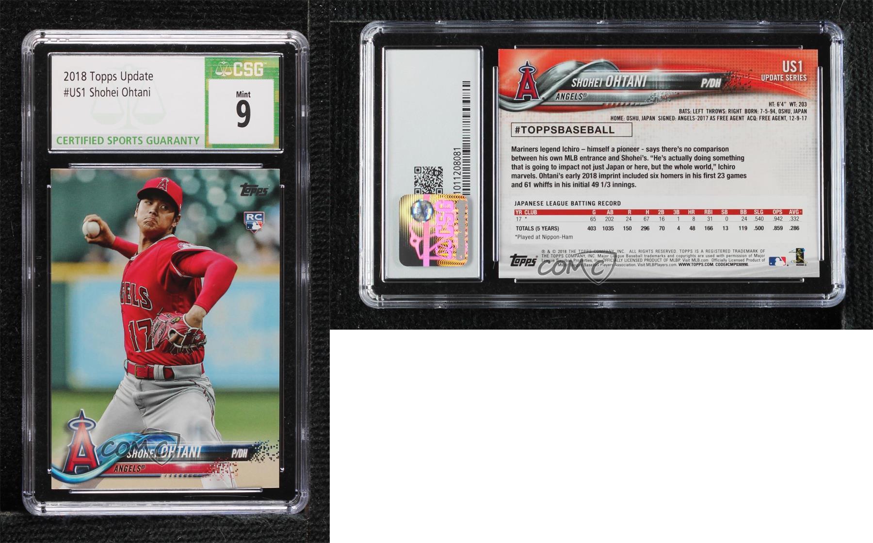 2018 Topps Update Shohei Ohtani (Pitching Red Jersey) #US1 CSG 9 Mint Rookie RC - Picture 4 of 5
