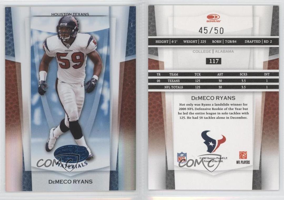 2007 Leaf Certified Materials Mirror Blue /50 DeMeco Ryans #117 - Picture 4 of 4