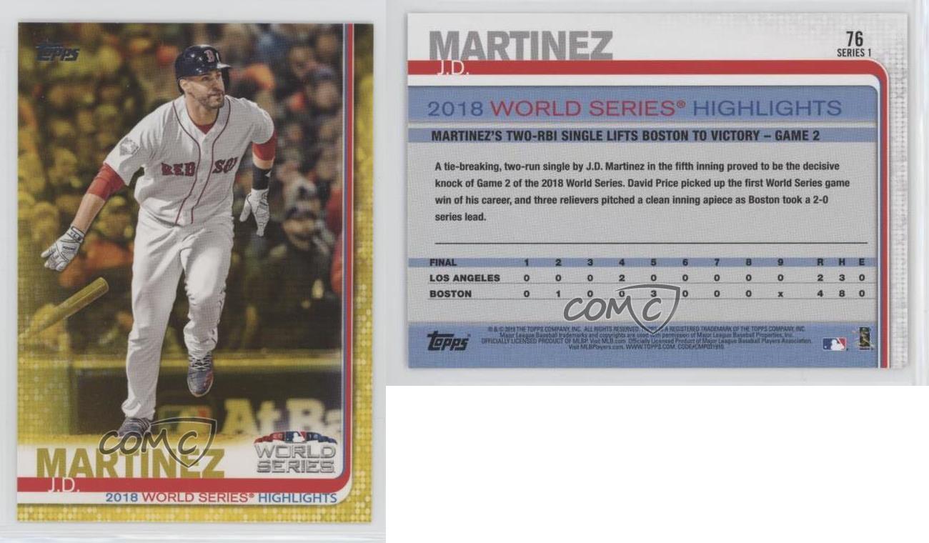  2019 Topps # 76 World Series Highlights J.D. Martinez Boston Red  Sox (Baseball Card) NM/MT Red Sox : Collectibles & Fine Art