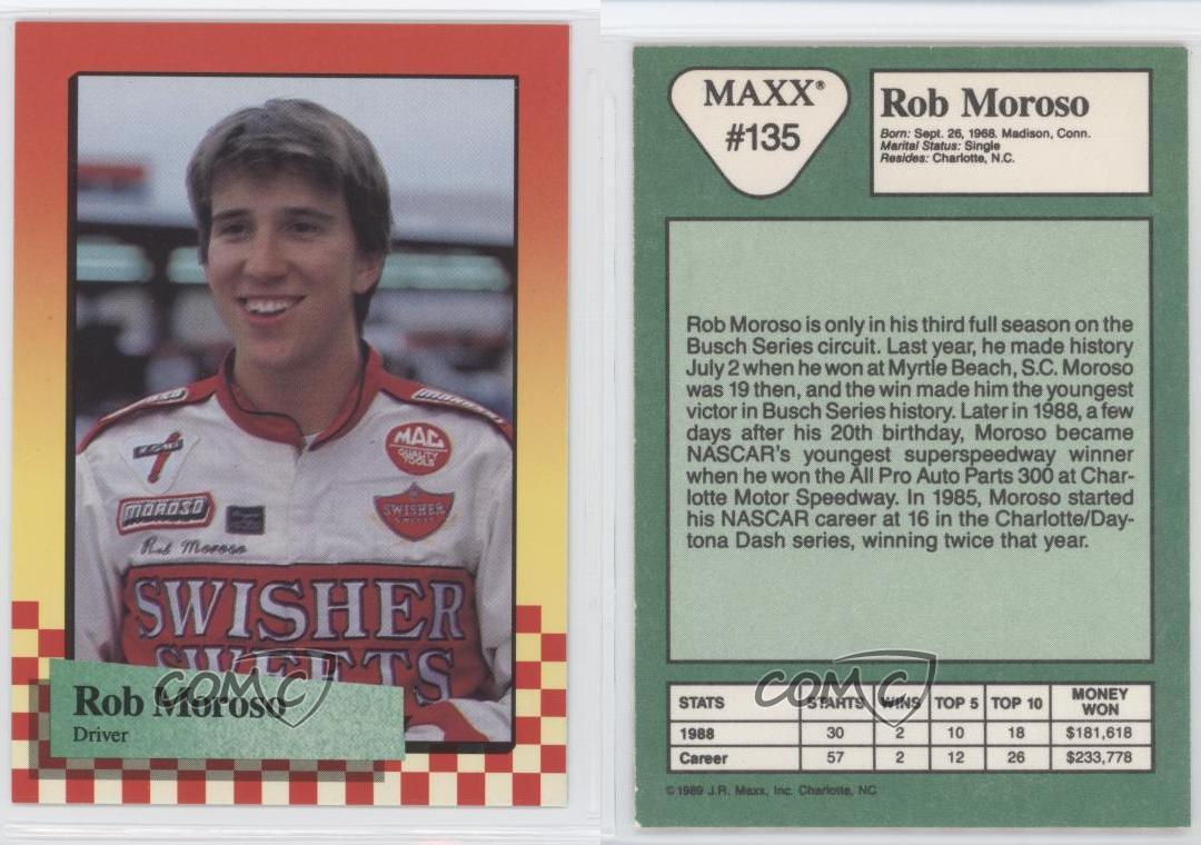 1989 Maxx Racing #135 Rob Moroso Rookie Card 