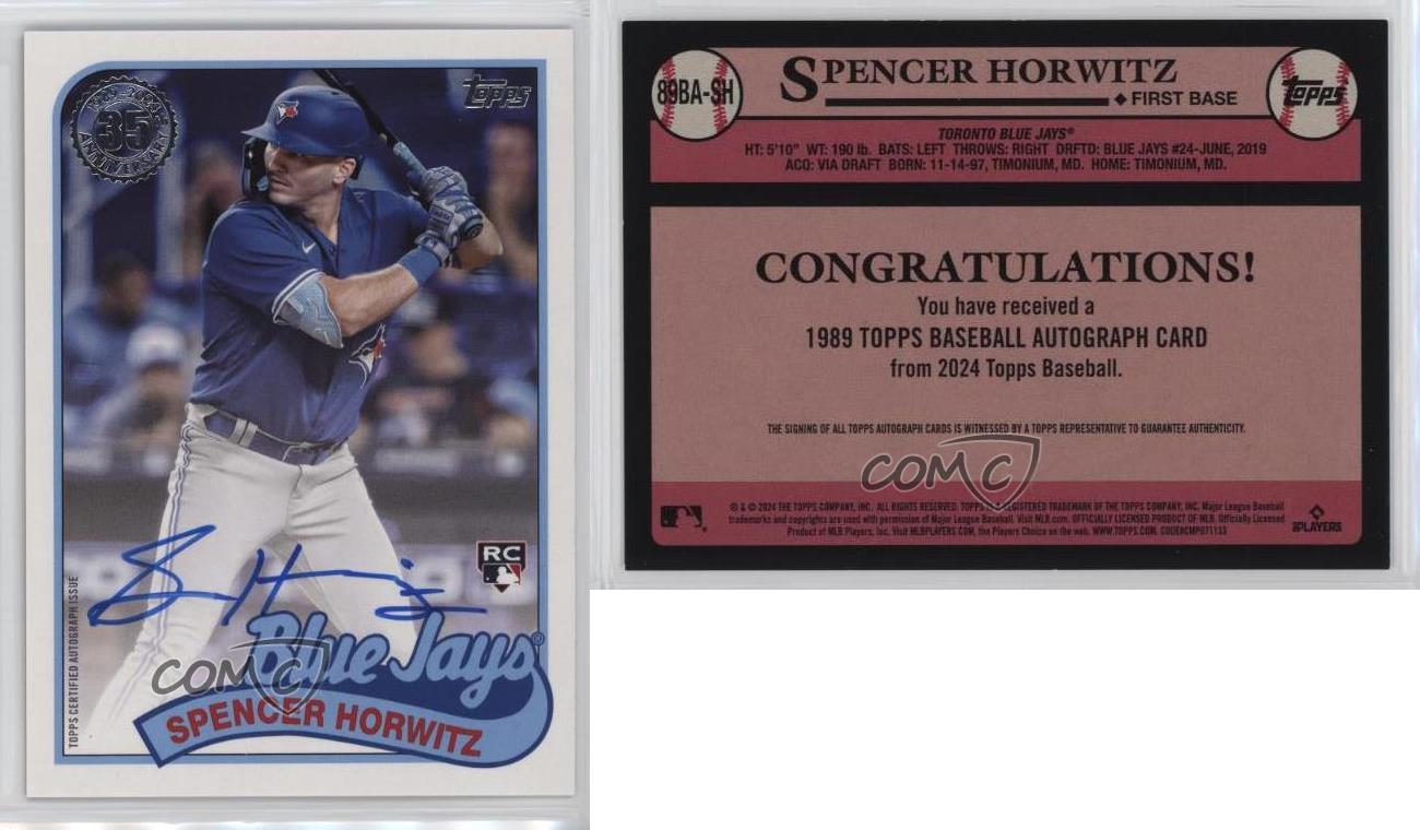 2024 Series 1 1989 Topps Baseball Spencer Horwitz #89BA-SH Rookie Auto meilleur RC
