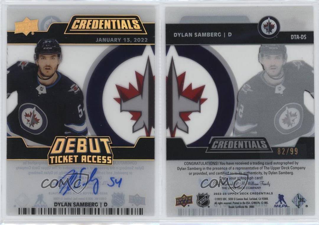 2024-25 Credentials 2024-25 Upper Deck Update /99 Dylan Samberg #DTA-DS Auto - Picture 3 of 3