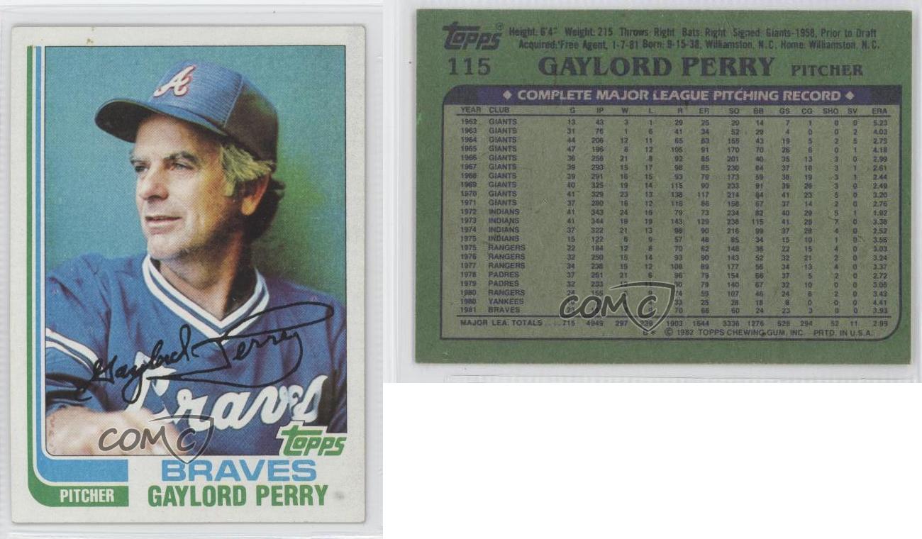 1982 Topps 115 Gaylord Perry Atlanta Braves Baseball Card eBay