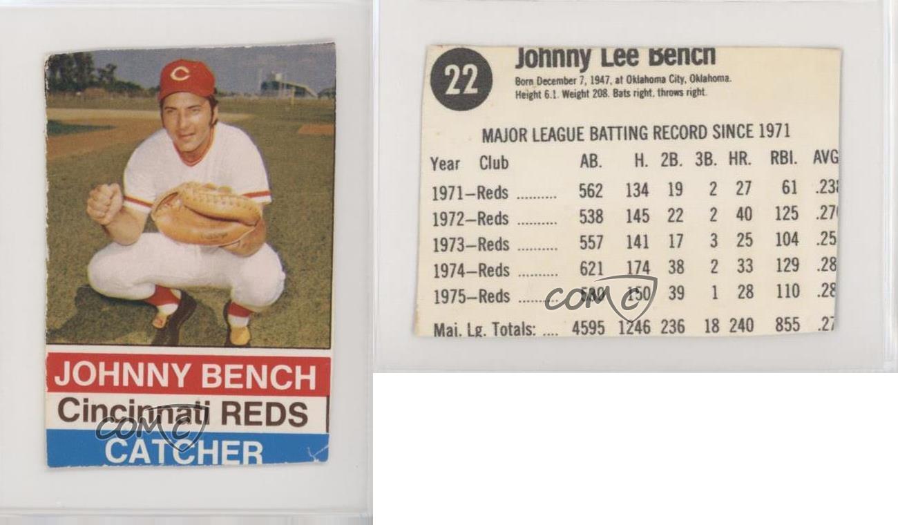 Sold at Auction: (Hand Cut) 1976 Hostess Johnny Bench #22 Hand Cut Baseball  Card