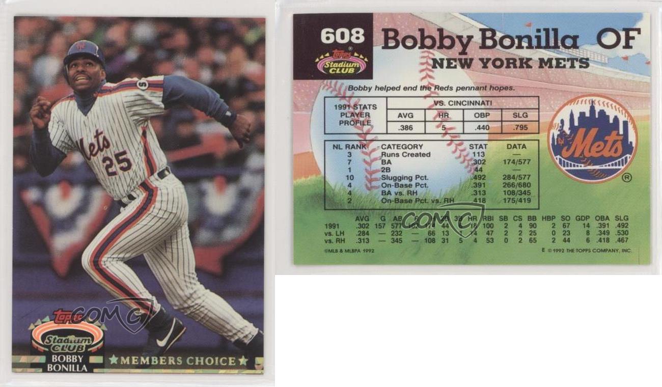 1992 Topps Stadium Club Dome Bobby Bonilla 1991 All Star MLB Baseball