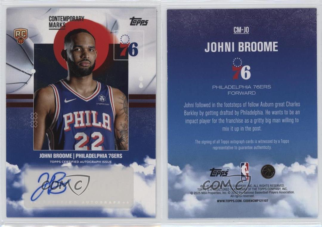 2025-26 Topps Contemporary Marks Johni Broome #CM-JO Rookie Auto RC