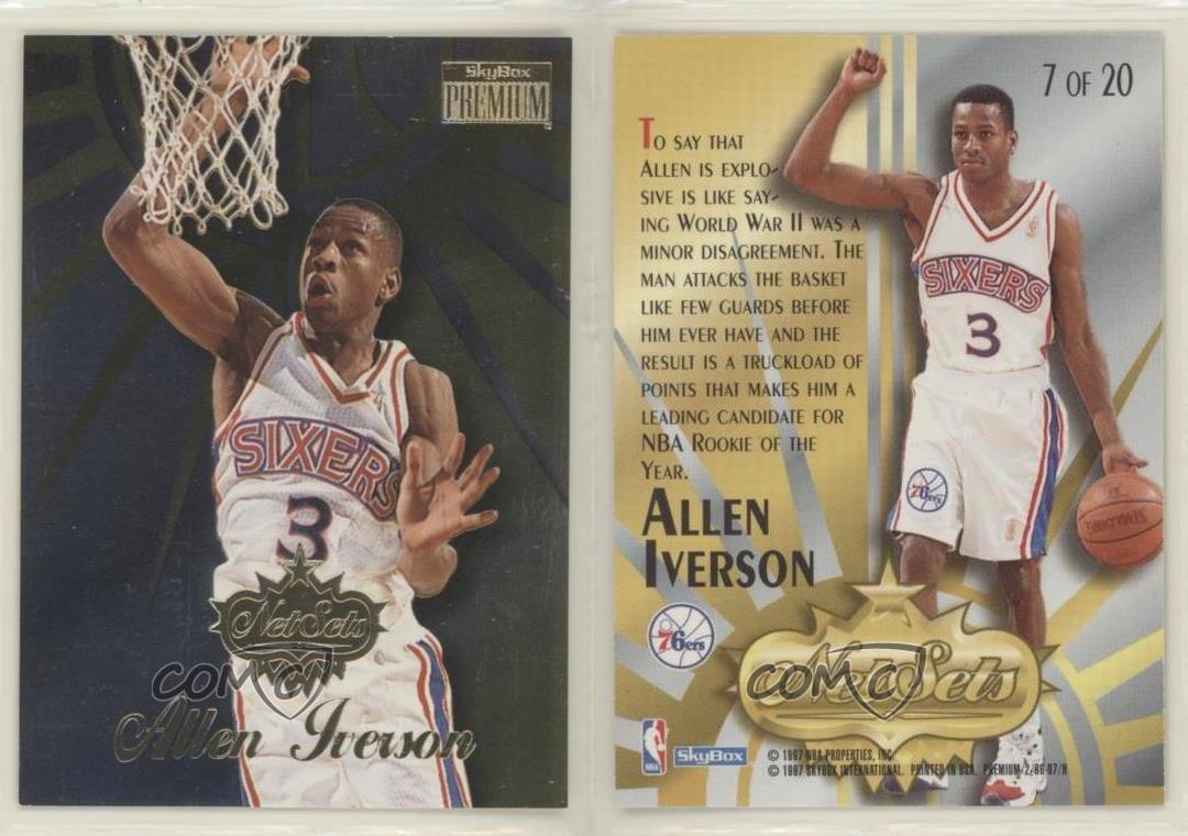1996-97 Skybox Premium Net Set Allen Iverson #7 Rookie RC HOF - Picture 4 of 4