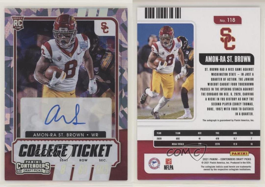 2021 Panini Contenders Draft Picks /23 Amon-Ra St Brown #118.1 Rookie Auto RC