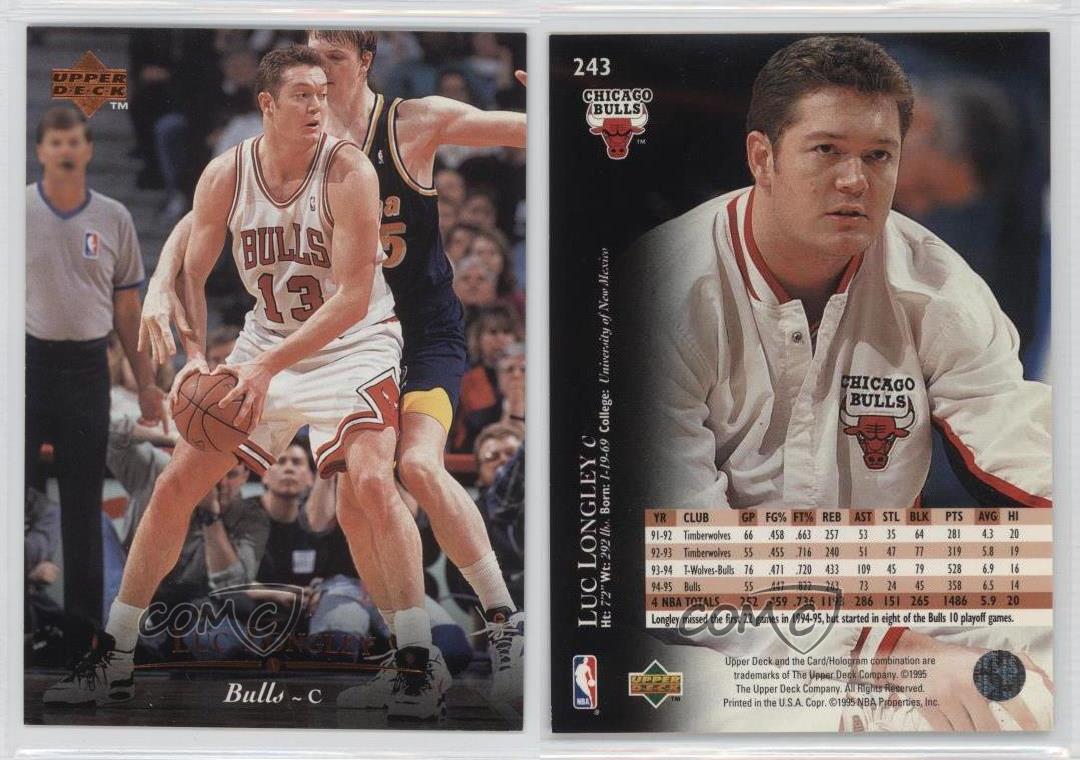 1995-96 Upper Deck Basketball #243 Luc Longley Card Chicago Bulls