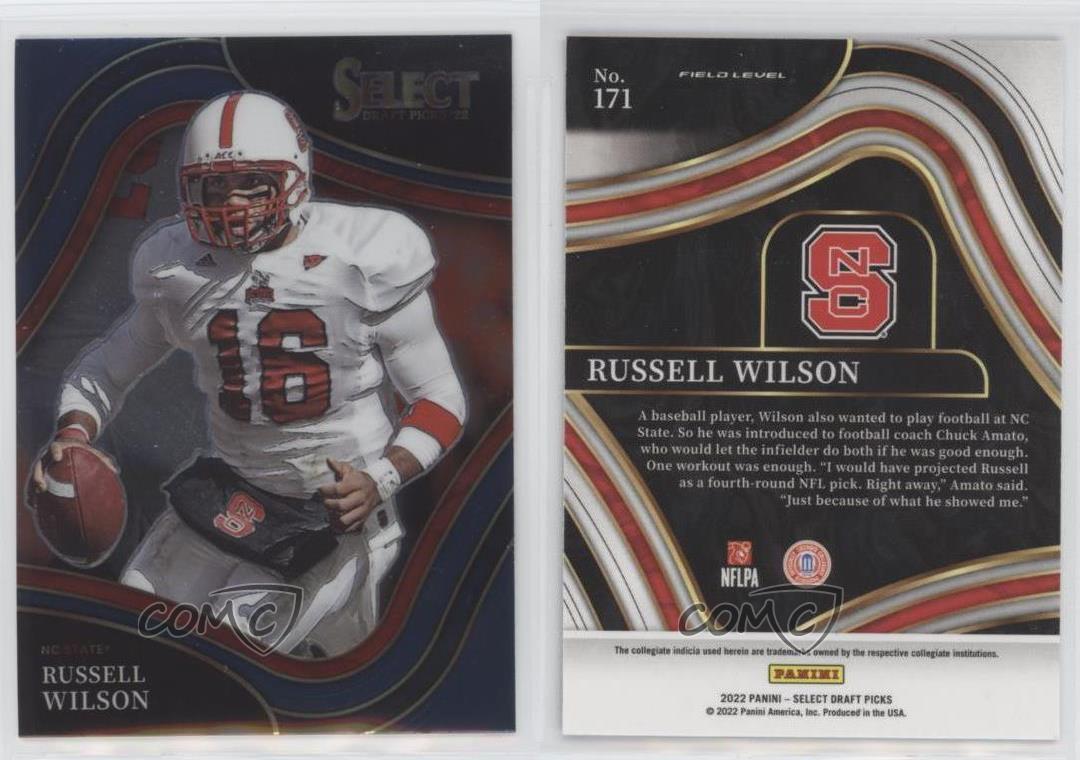 2022 Select Draft Picks Russell Wilson Blue & White Squares