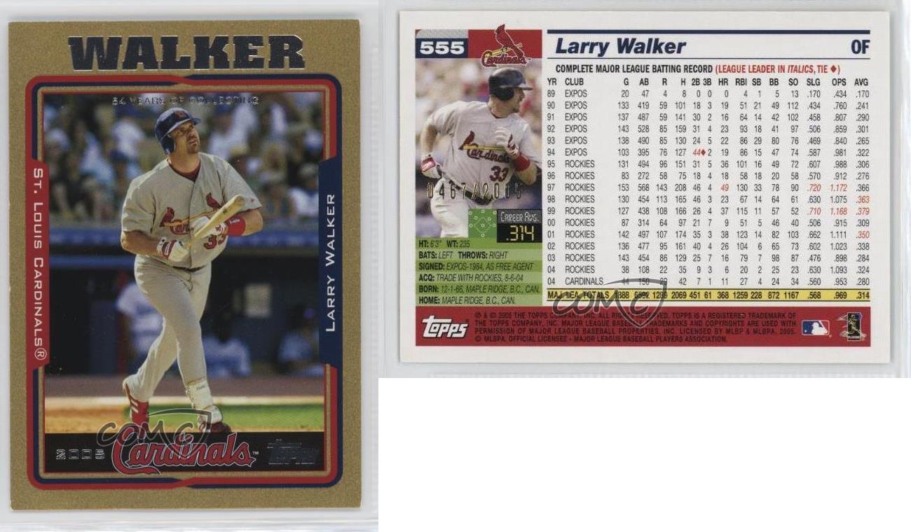 2005 Topps #555 Larry Walker Cardinals Hof Low Pop Psa 10 B3687823-419