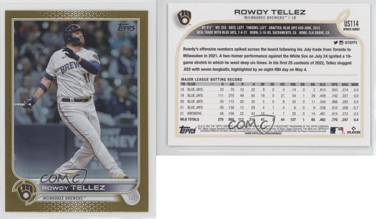 2022 TOPPS UPDATE #US114 ROWDY TELLEZ MILWAUKEE BREWERS