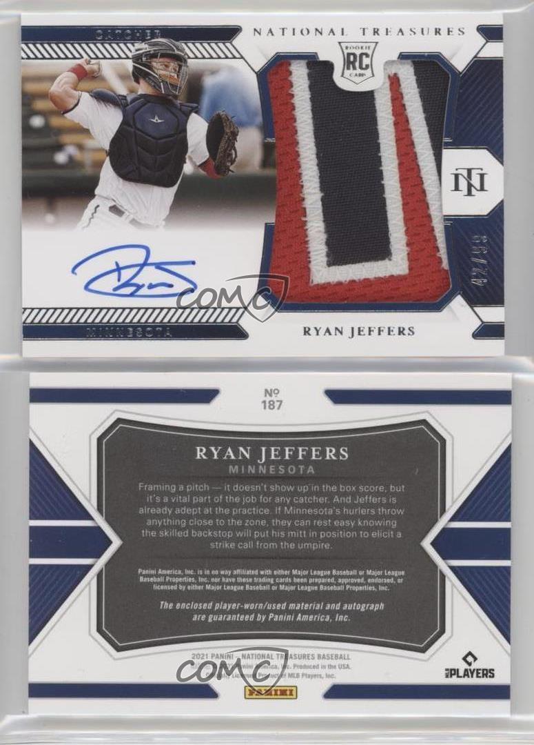 2021 National Treasures #187 Ryan Jeffers RC Rookie Jersey Patch AUTO /99 G3