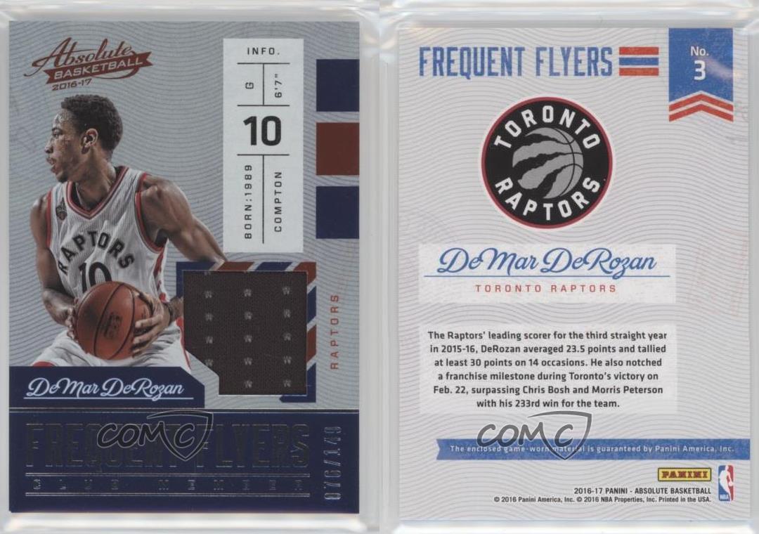 2016-17 Panini Absolute Frequent Flyer Materials /149 DeMar DeRozan #3 - Picture 3 of 3