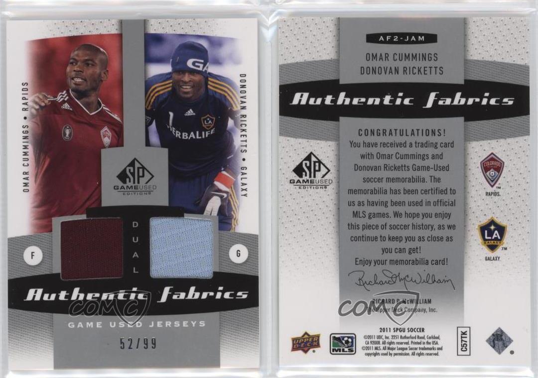 2011 SP Game Used Edition /99 Omar Cummings Donovan Ricketts #AF2-JAM - Picture 4 of 4