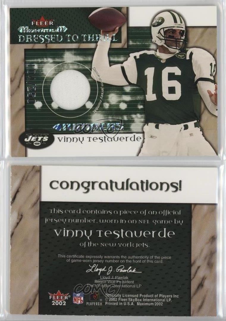 2002 Fleer Maximum Dressed to Thrill Numbers /250 Vinny Testaverde