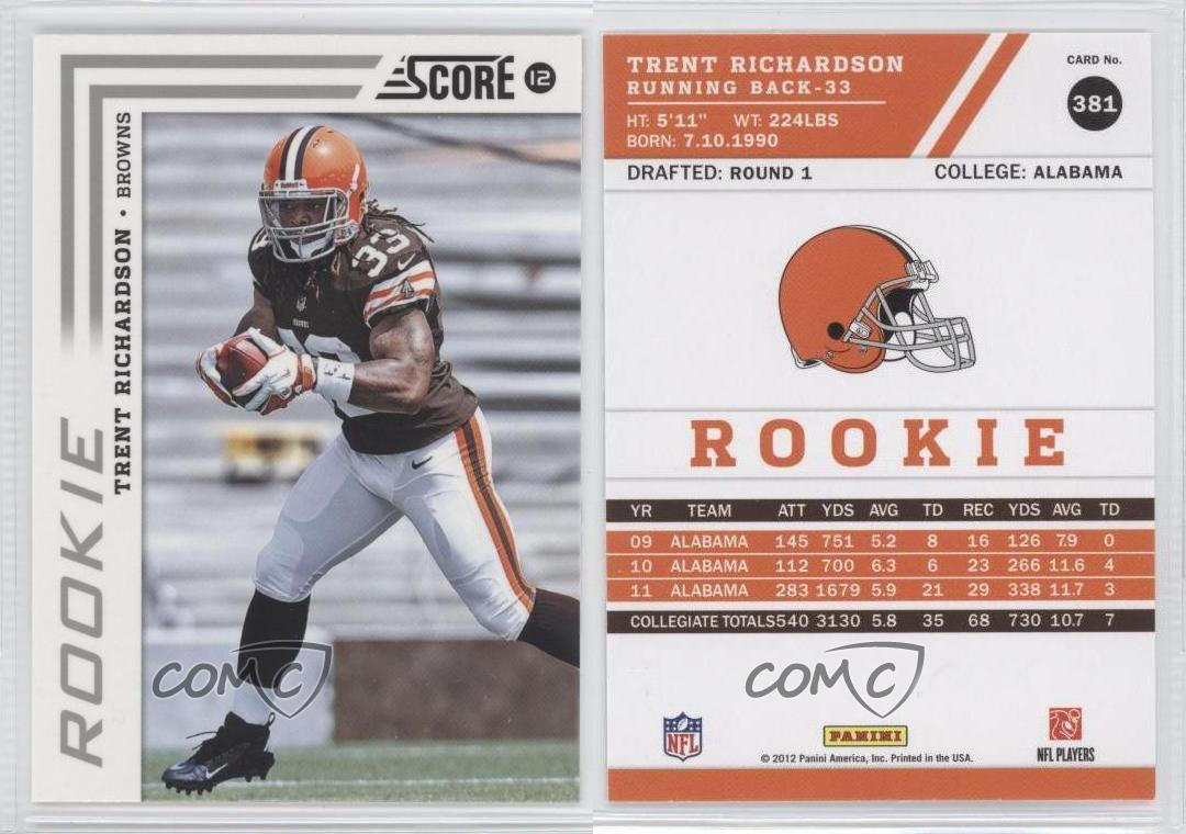 2012 Score Trent Richardson Cleveland Browns #381