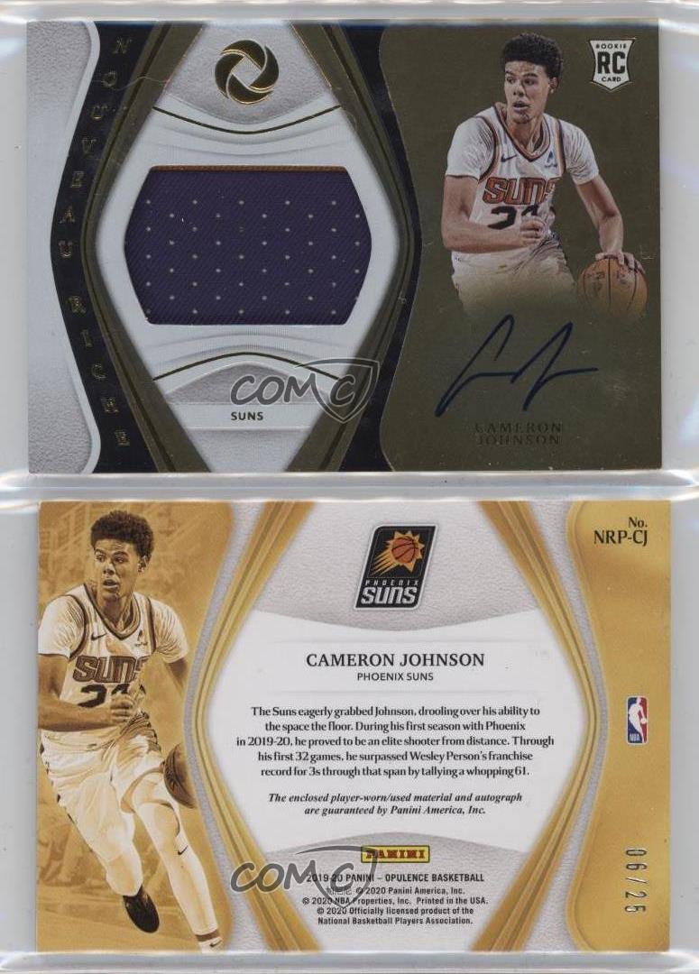 2019-20 Opulence Nouveau Riche Gold /25 Cameron Johnson RPA Rookie Patch Auto RC