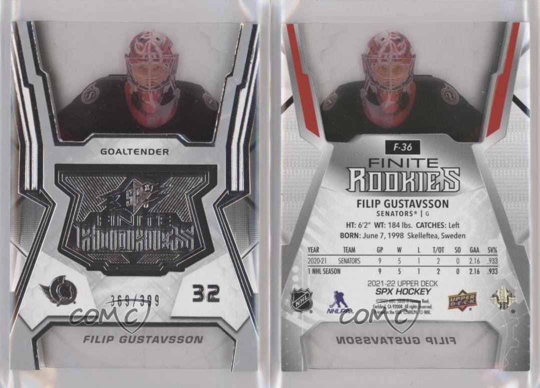 2021-22 SPx Finite Rookies /399 Filip Gustavsson #F-36 RC