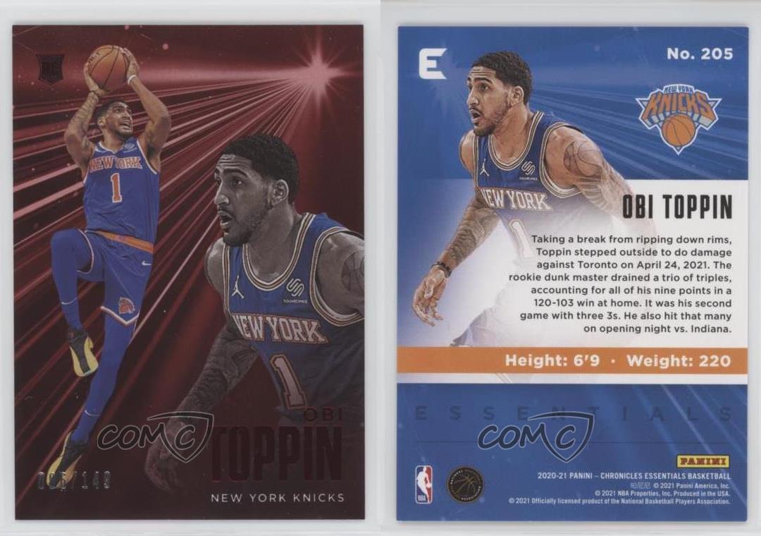 2020-21 Chronicles Obi Toppin Essentials RC Rookie #205 New York Knicks