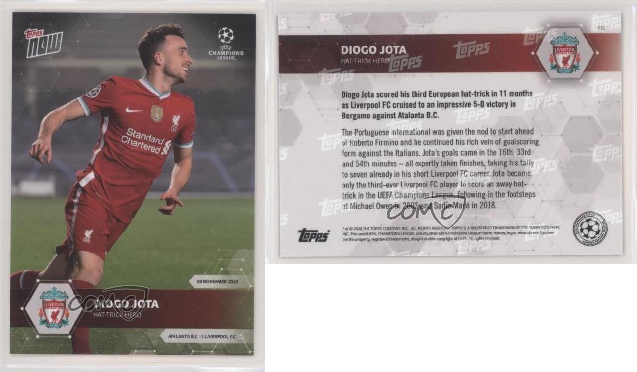 Card 016 Diogo Jota Topps Now UCL 2020-21 Hat-Trick Hero! Liverpool 
