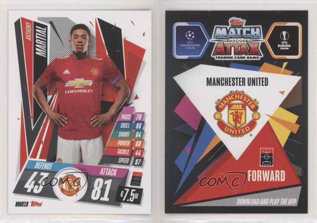 #189-MANCHESTER UNITED-ANTHONY MARTIAL TOPPS CHAMPIONS LEAGUE-2018-19 