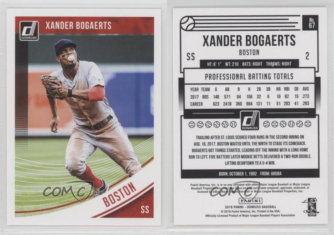 2018 Donruss #67 Xander Bogaerts Boston Red Sox Baseball Card