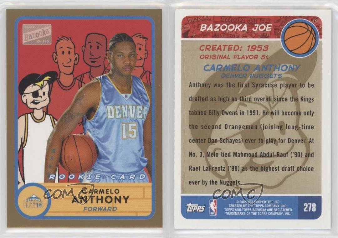 2003-04 Bazooka Gold Carmelo Anthony #278 Rookie RC