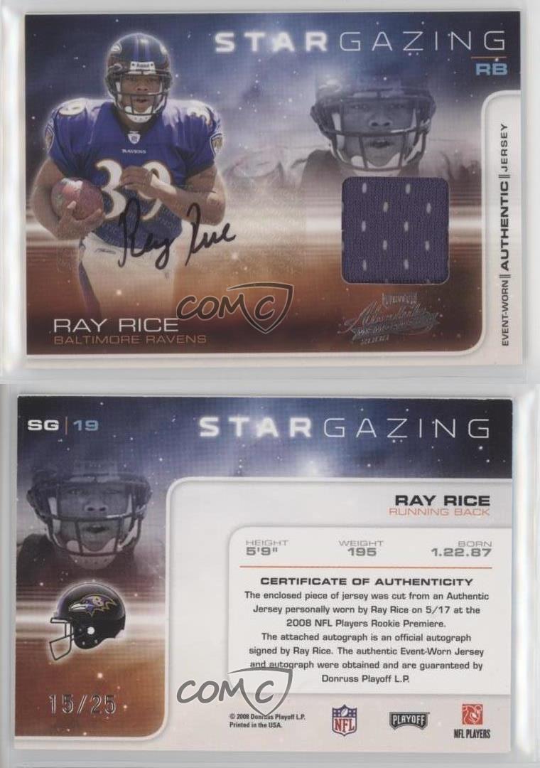 2008 Playoff Absolute Memorabilia Star Gazing /25 Ray Rice #SG19 Rookie Auto RC