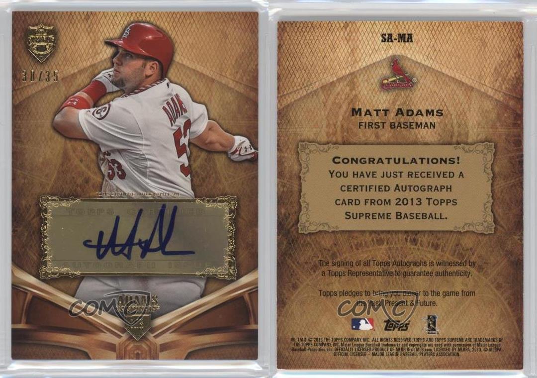 2013 Topps Supreme Retired and Active Auto Sepia /35 Matt Adams #SA-MA Auto