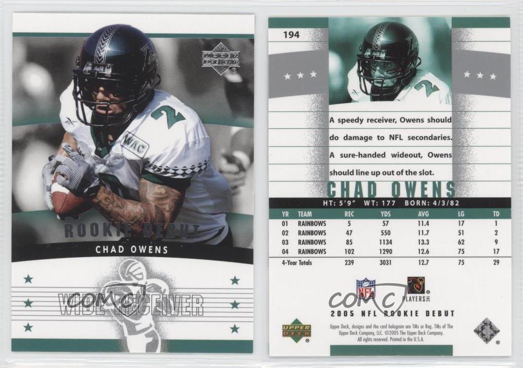 2005 Upper Deck Rookie Debut Chad Owens #194 RC - Bild 3 von 4