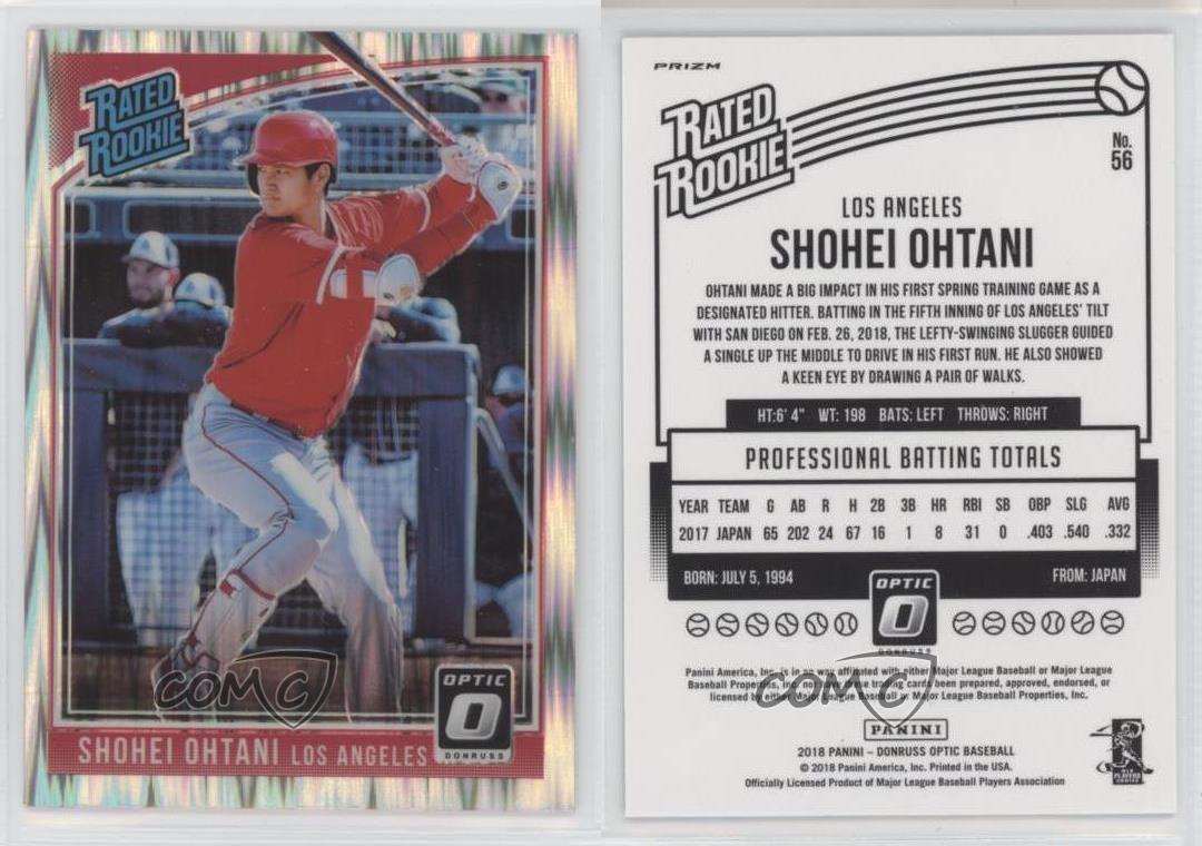 2018 Panini Donruss Optic Rated Shock Prizm Shohei Ohtani (Batting) Rookie RC - Picture 3 of 4