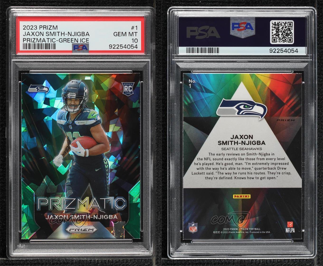 2023 Panini Prizm Prizmatic Green Ice Jaxon Smith-Njigba PSA 10 GEM MT Rookie RC