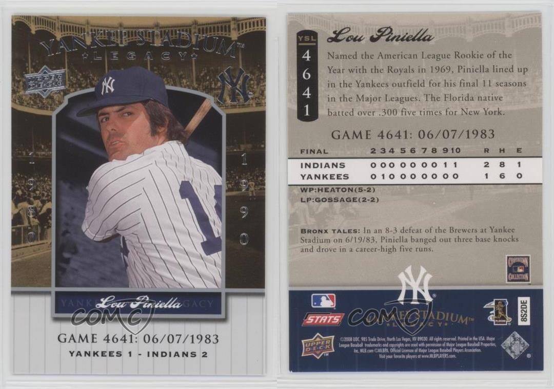 2008 Upper Deck Yankee boutiques Stadium Legacy Lou Piniella #YSL4641