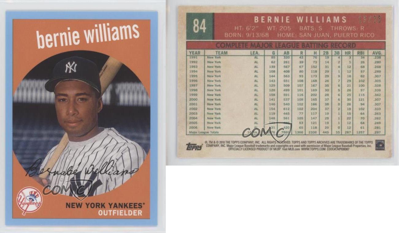 POP 1 PSA 10 BERNIE WILLIAMS 2018 TOPPS BROOKLYN COLLECTION AUTOGRAPH #ED  08/25