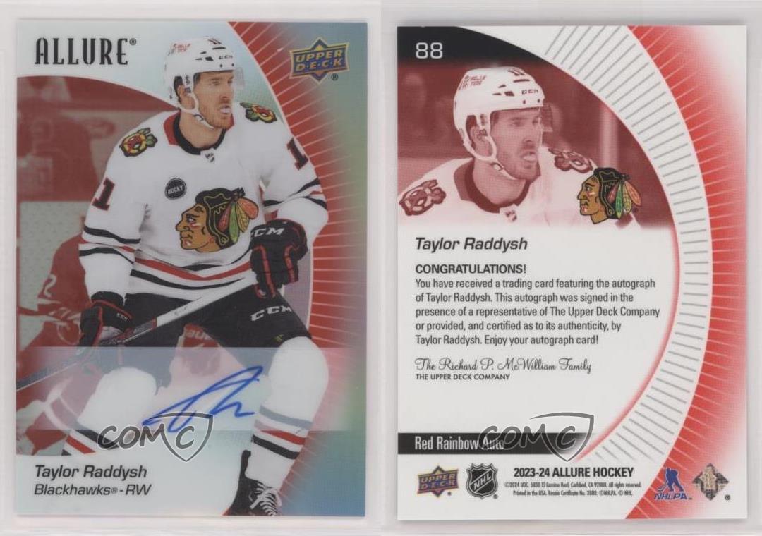 2023-24 Upper Deck Allure Red Rainbow Auto Taylor Raddysh #88 Auto - Picture 7 of 7