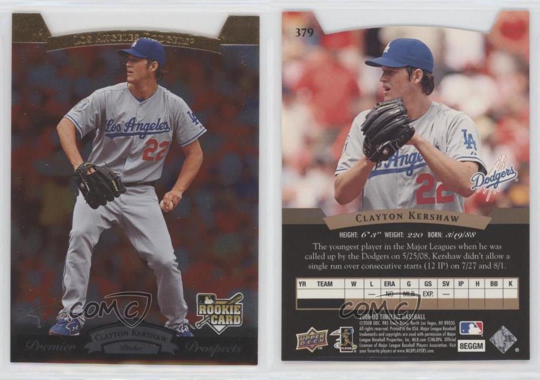 2008 Upper Deck Timeline #379 Clayton Kershaw Rookie Card BGS BCCG 10 –