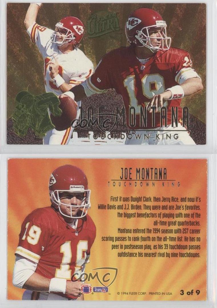 1994 Fleer Ultra Touchdown King 3 Joe Montana Kansas City Chiefs