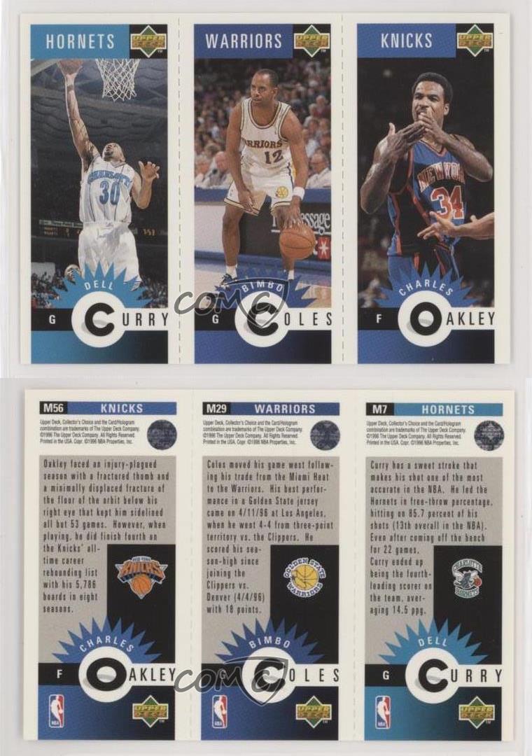 Upper Deck Mini Basketball Card Curry Hornets, Coles Warriors, Oakley Knicks