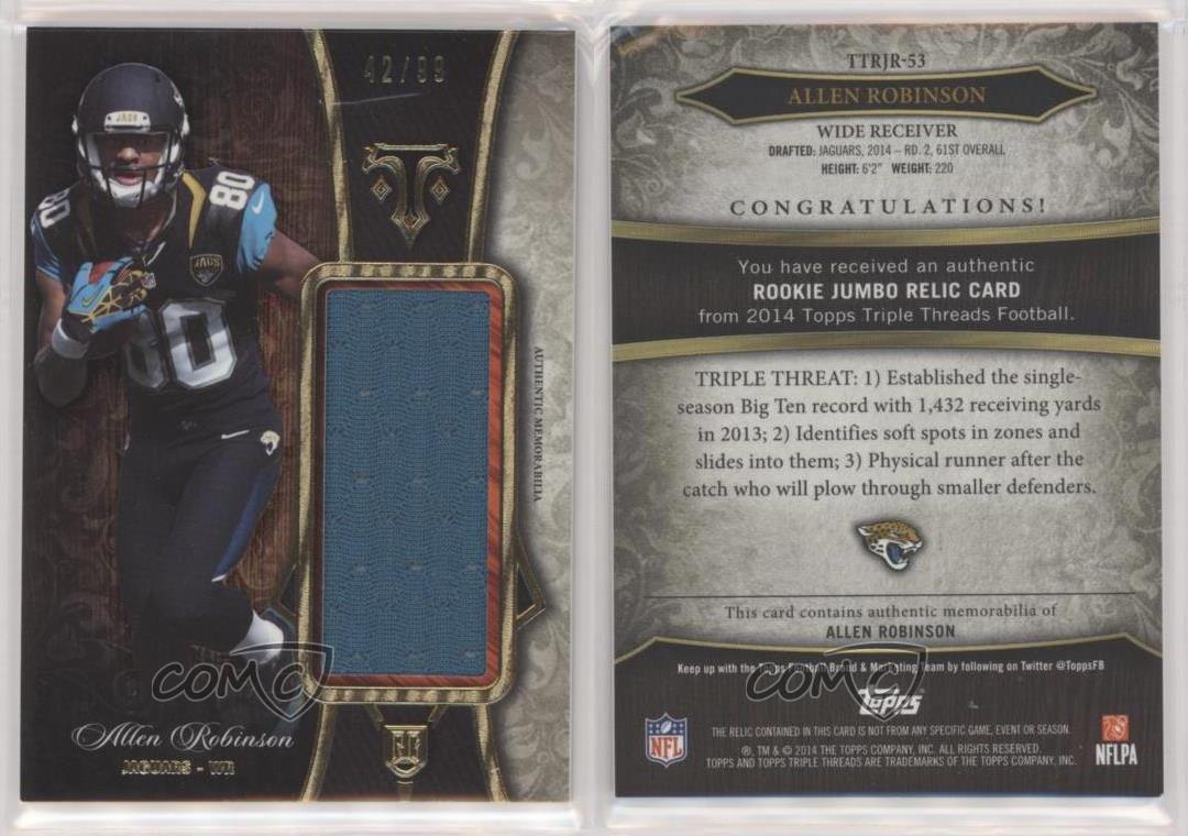 2014 Topps Triple Threads Rookie Jumbo Relic /99 Allen Robinson #TTRJR-53 RC - Picture 3 of 4