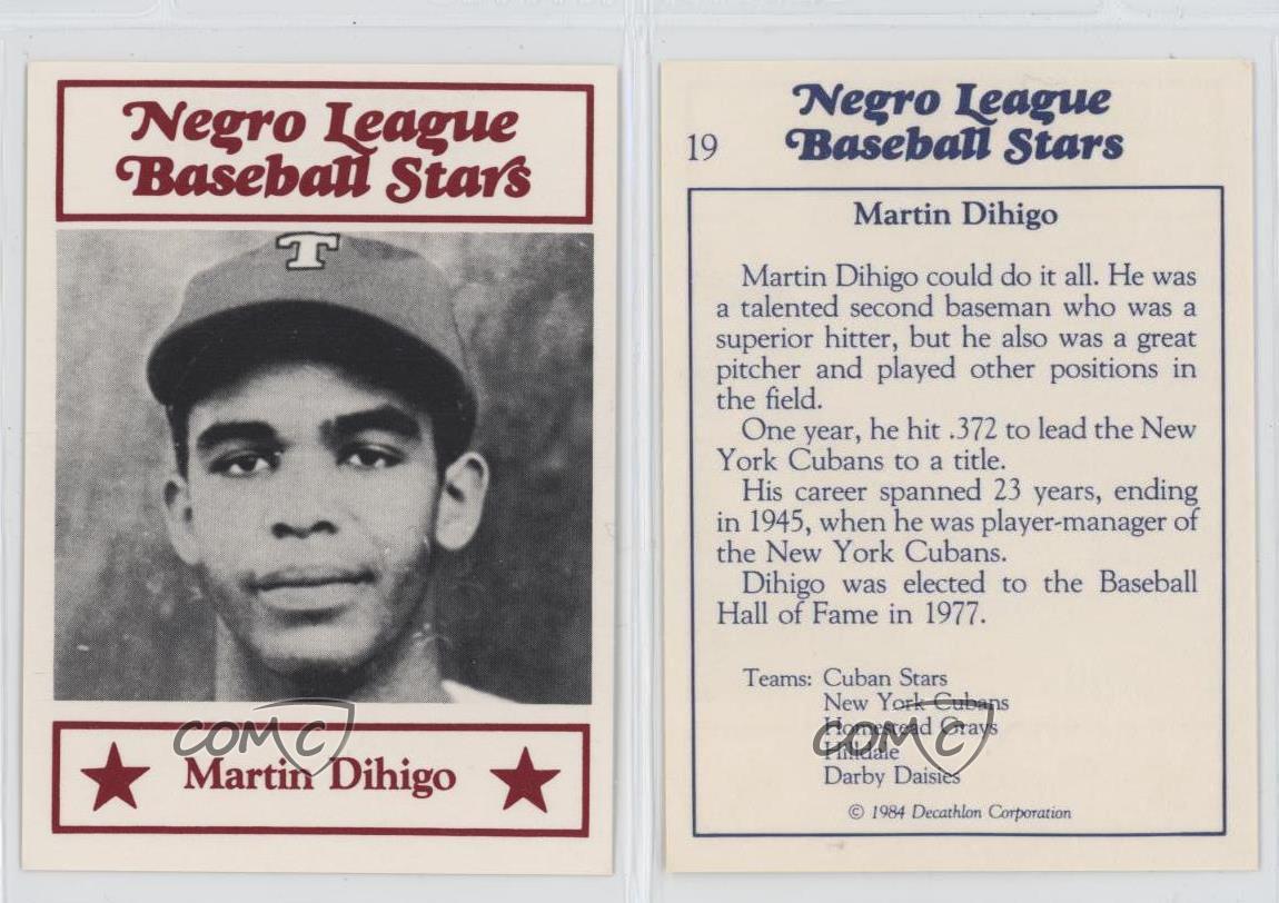 1984 Decathlon Negro League Baseball Stars remise Martin Dihigo #19 HOF