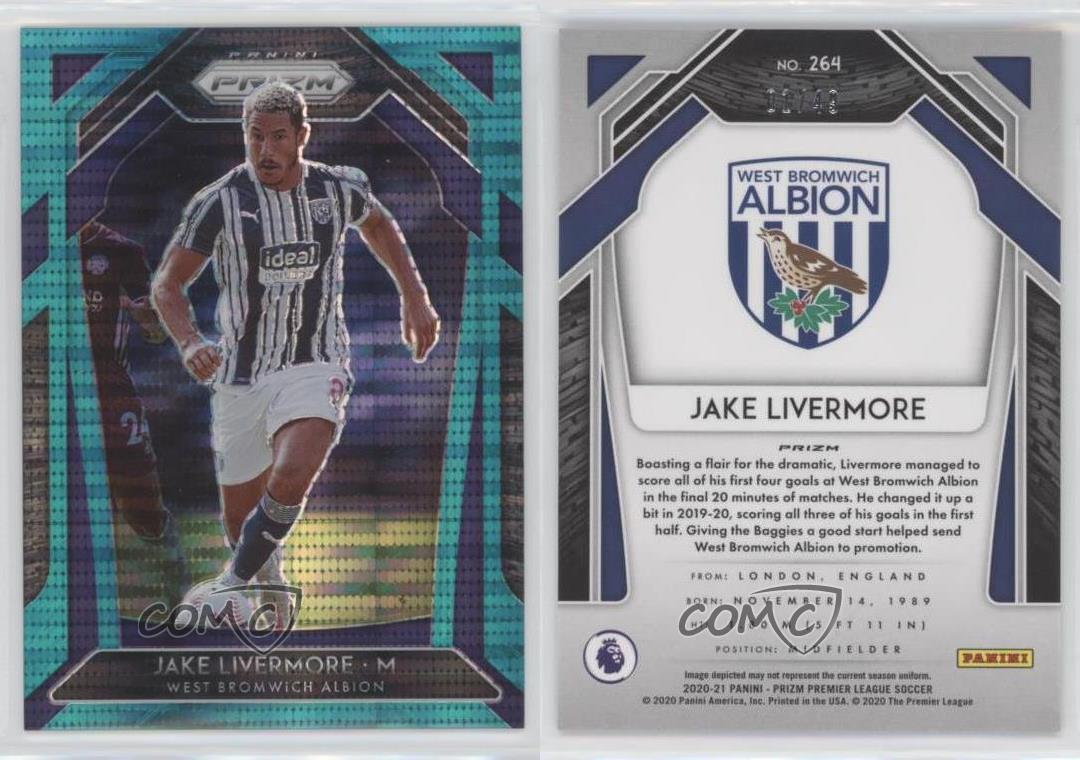 2020-21 Panini Prizm Premier League Breakaway Teal /49 Jake Livermore #264 - Foto 3 di 3