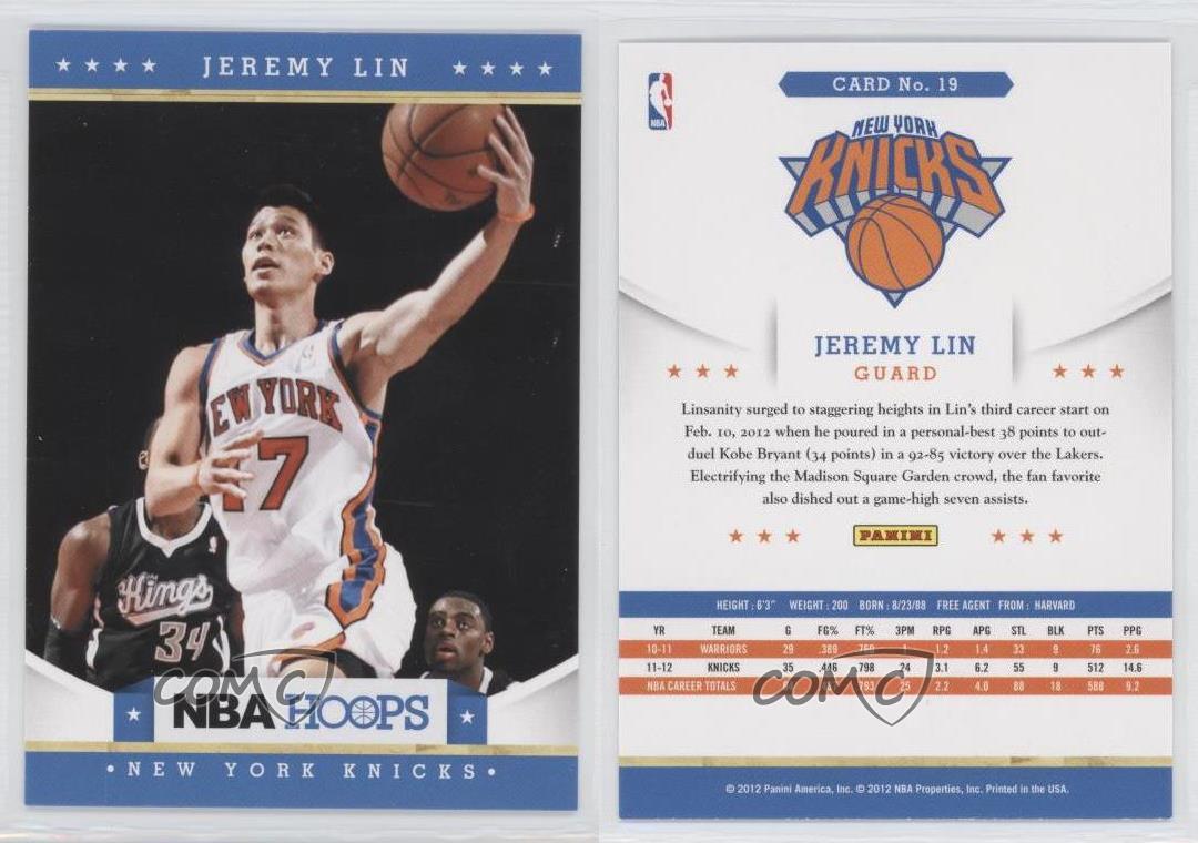 201213 NBA Hoops 19 Jeremy Lin New York Knicks Basketball Card eBay