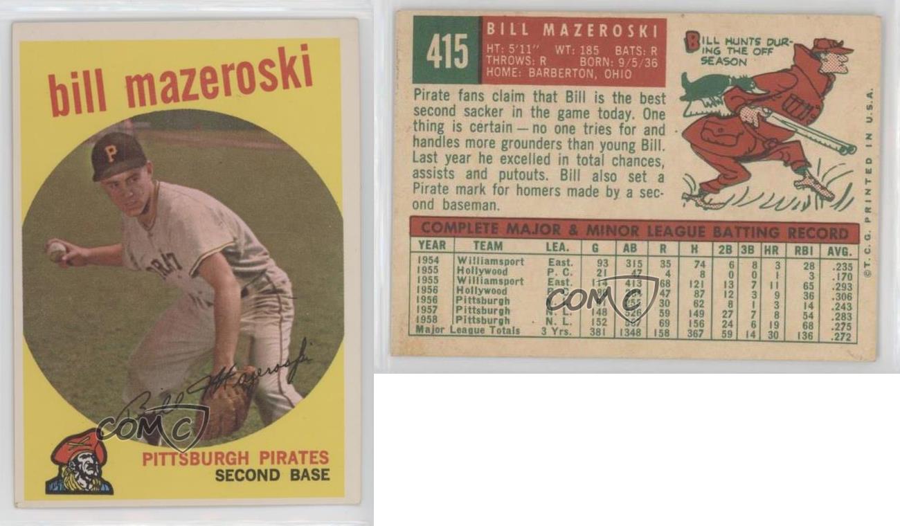 1959 Topps Bill Mazeroski #415 HOF