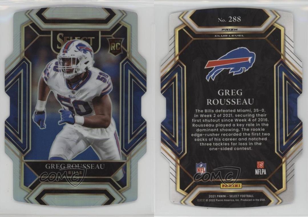 Panini Select Club Level Silver Prizm 2021 troquelado Greg Rousseau #288 novato radiocontrol - Imagen 3 de 3
