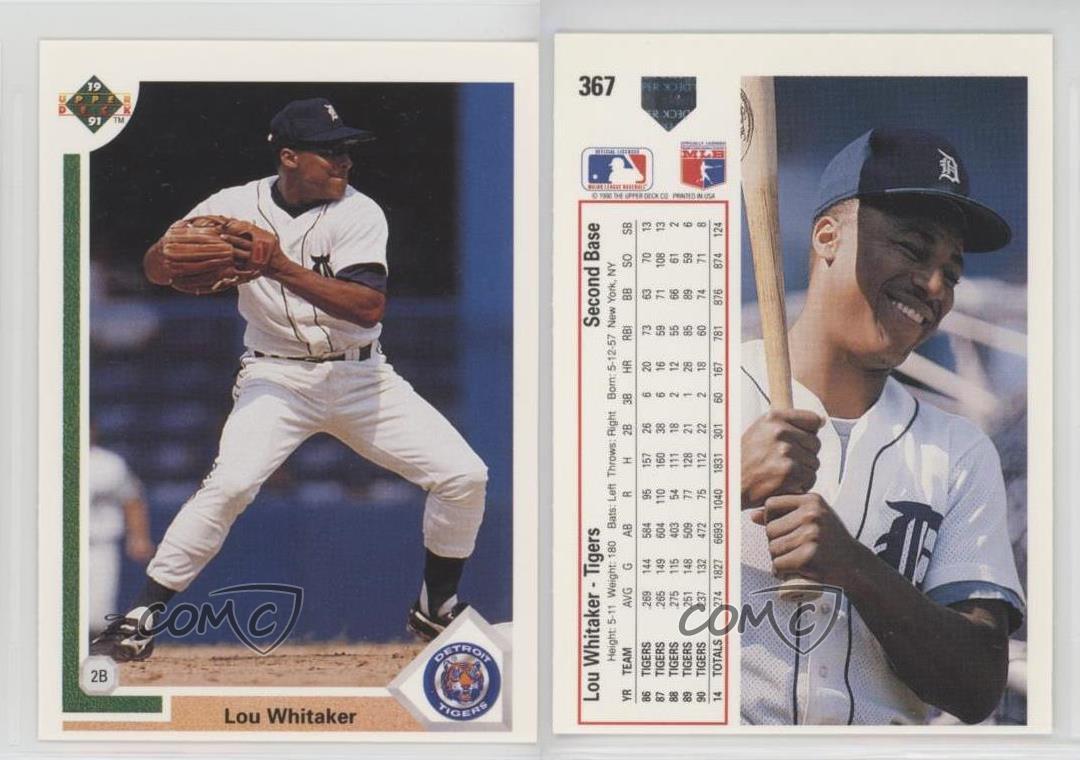 1991 Upper Deck Lou Whitaker #367 Detroit Tigers Baseball Card